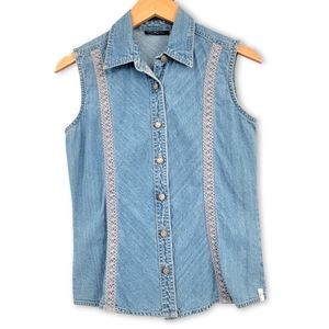 Bill Blass Denim Button Down Tank
